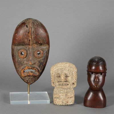 Lot 232 - Two African Carved Wood Heads; And a...