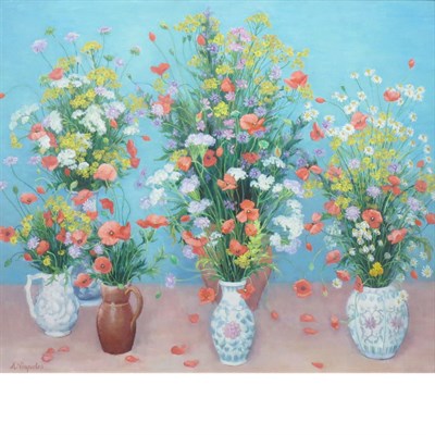 Lot 114 - Andre Vignoles French, b. 1920 Six Bouquets de...