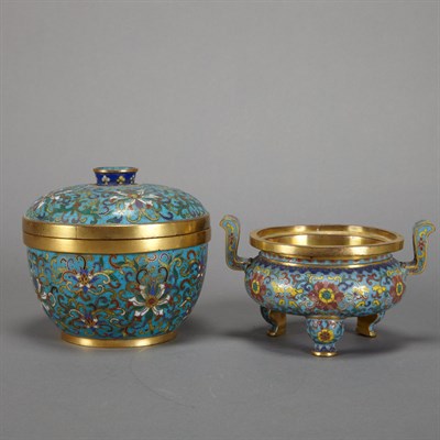Lot 271 - Chinese Cloisonne Censer 19th Century Of squat...