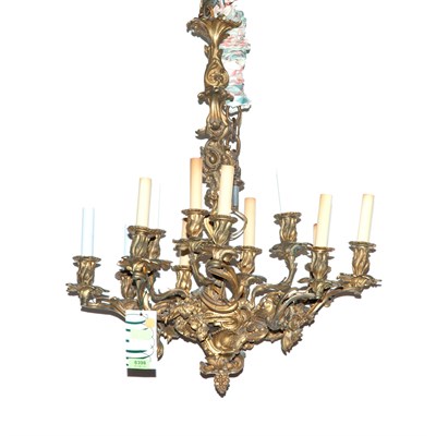 Lot 404 - Louis XV Style Gilt-Metal Twelve-Light...