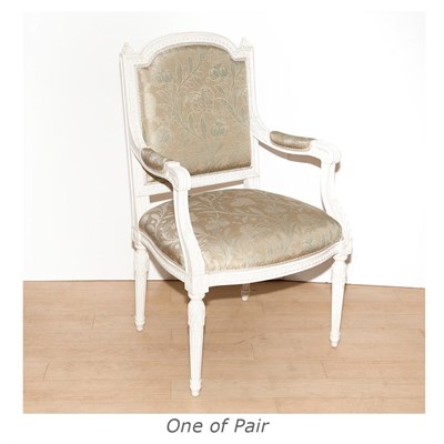 Lot 448 - Pair of Louis XVI Style Painted Fauteuils