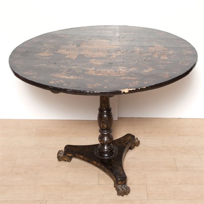 Lot 183 - Regency Chinoiserie Decorated Tilt-Top Table...
