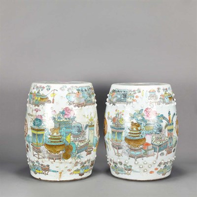 Lot 520 - Pair of Chinese Famille Rose Porcelain Garden...