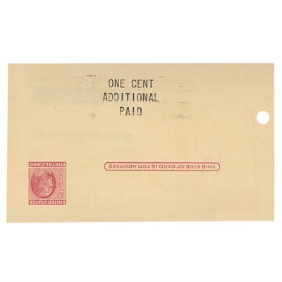 Lot 57 - United States, 1958 2 Cent + 1 Cent Postal Card, Surcharge Inverted, UX 47a