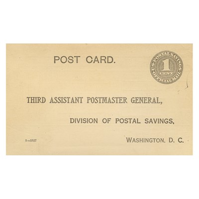 Lot 59 - United States, 1913 1 Cent Official Postal Card, UZ1