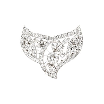 Lot 222 - Belle Epoque Platinum and Diamond Brooch