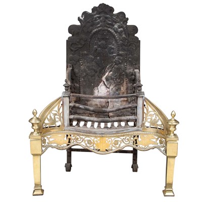 Lot 155 - George III Brass, Steel and Iron Fire Basket...
