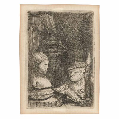 Lot 123 - Rembrandt van Rijn MAN DRAWING FROM A CAST (B....