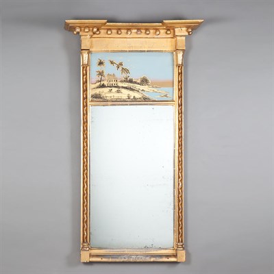 Lot 196 - Late Federal Gilt-Wood and Eglomise Mirror...
