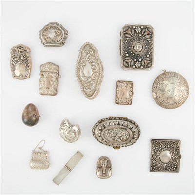 Lot 327 - Group of Twenty-Four Silver Boxes and Match...