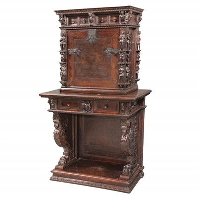 Lot 110 - Italian Baroque Walnut Cabinet on Associated...