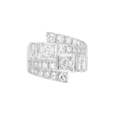 Lot 432 - Platinum, Rhodium-Plated Gold and Diamond Ring