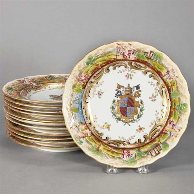 Lot 487 - Set of Twelve Capodimonte Molded Porcelain...