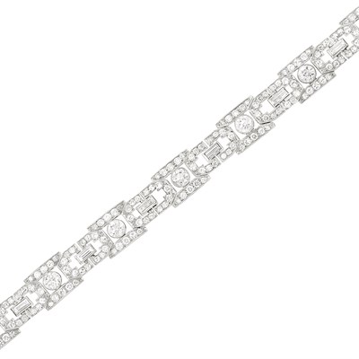 Lot 601 - Art Deco Platinum and Diamond Bracelet