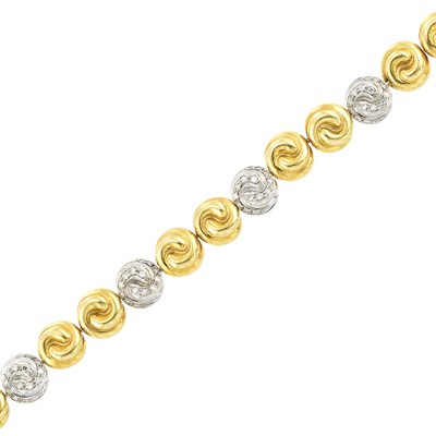 Lot 663 - Two-Color Gold and Diamond Bracelet, Spritzer & Fuhrmann