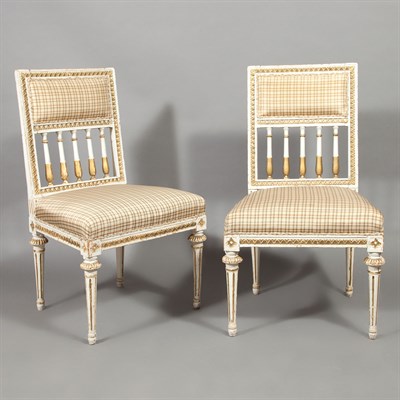 Lot 387 - Two Pairs of Swedish Neoclassical Style White...