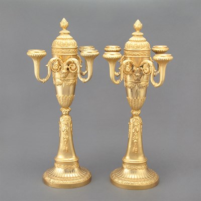 Lot 318 - Pair of Empire Style Gilt-Metal Four-Light...