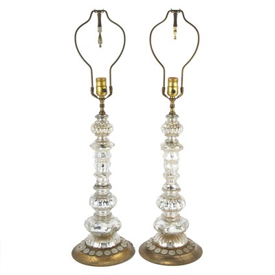 Lot 464 - Pair of Mercury Glass Lamps Each of...