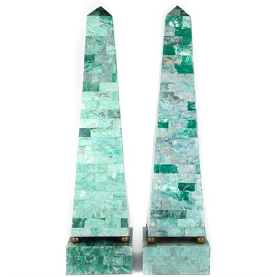 Lot 392 - Pair of Marble Veneered Obelisks Height 28 1/2...