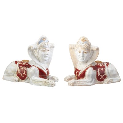 Lot 118 - Pair of Continental Glazed Ceramic Recumbent...