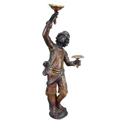 Lot 145 - Venetian Polychrome Decorated Blackamoor Late...