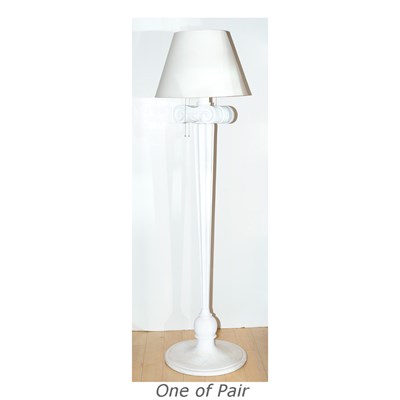 Lot 325 - Pair of White Painted Columnar Floor Lamps In...
