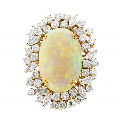 Lot 190 - White Gold, Opal and Diamond Pendant-Brooch