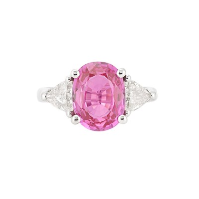 Lot 692 - Platinum, Pink Sapphire and Diamond Ring