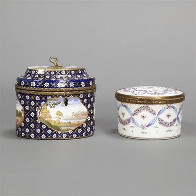 Lot 276 - English Landscape Decorated Enamel Tea Caddy...
