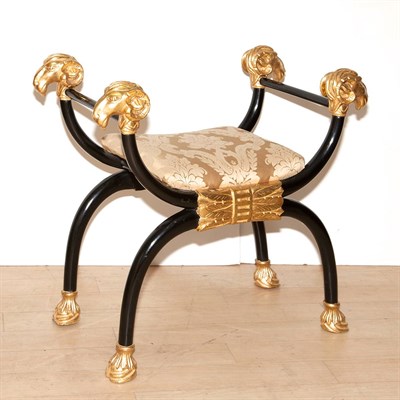Lot 270 - Neoclassical Style Black and Gold Painted...