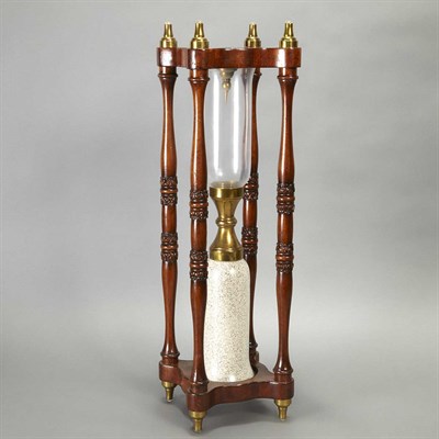 Lot 104 - Oversized Wood, Brass and Glass Hourglass...