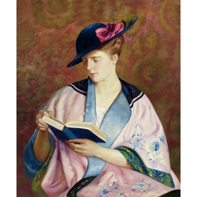 Lot 17 - 20th Century School Woman Reading Oil on...