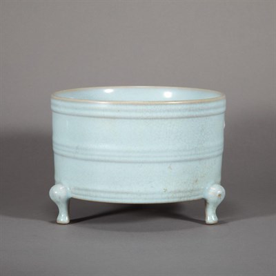 Lot 266 - Chinese Blue Glazed Porcelain Censer Of...