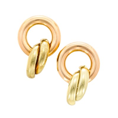 Lot 255 - Pair of Retro Two-Color Gold Clips, Cartier