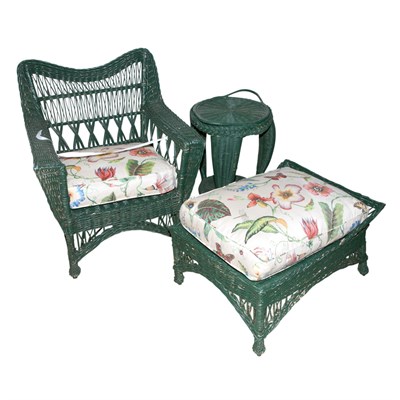 Lot 312 - Set of Green Painted Wicker Furniture...