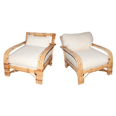 Lot 90 - Pair of Ralph Lauren Upholstered Rattan and...