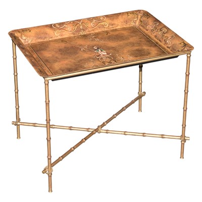Lot 235 - Painted Tole Tray Table Height 19 1/2 inches,...