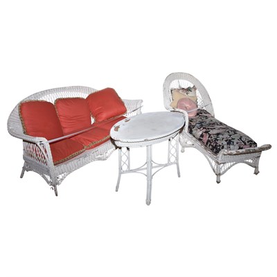 Lot 313 - Group of White Painted Wicker Furniture...
