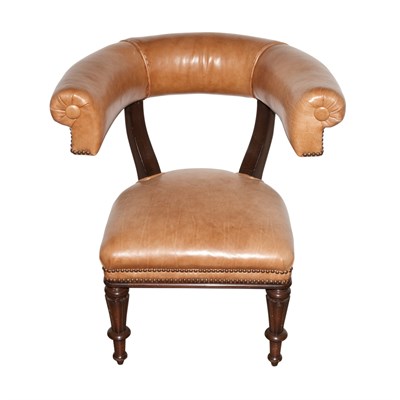 Lot 73 - Leather Upholstered Nailhead Trim Library...