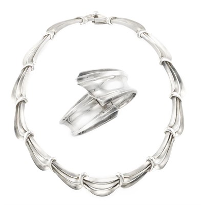 Lot 166 - Sterling Silver Necklace and Cuff Bangle, Taxco