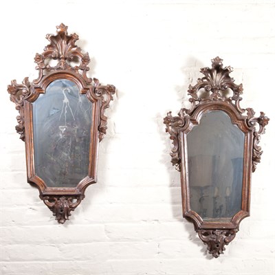 Lot 448 - Pair of Italian Rococo Style Gilt-Wood Mirrors...