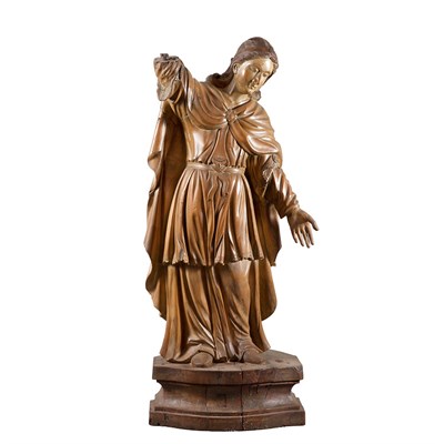 Lot 112 - Continental Polychrome Painted Walnut Figure...