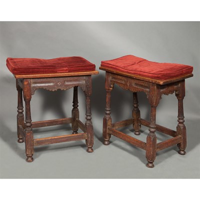Lot 136 - Pair of Baroque Style Oak Joint Stools Each...