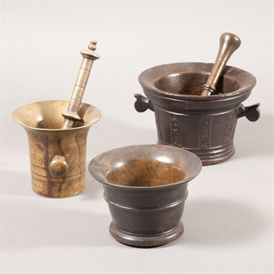 Lot 126 - Group of Three Continental Bronze Mortars...