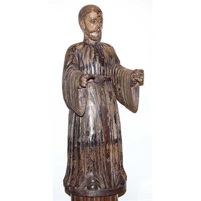 Lot 128 - Continental Painted Figure of a Monk 18th/19th...