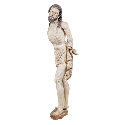 Lot 132 - Colonial Painted Figure of Saint Sebastian...