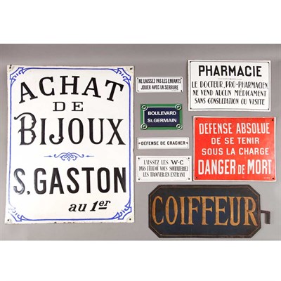 Lot 114 - Group of French Painted Metal Signs...