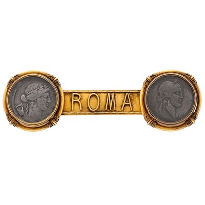 Lot 559 - Antique Gold and Ancient Coin Bar Pin