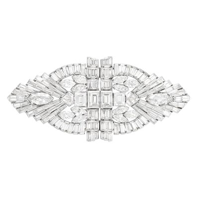 Lot 620 - Platinum and Diamond Double Clip-Brooch