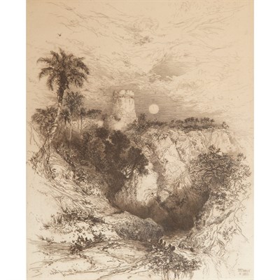 Lot 133 - Thomas Moran A TOWN IN CORTEZ, MEXICO Etching...